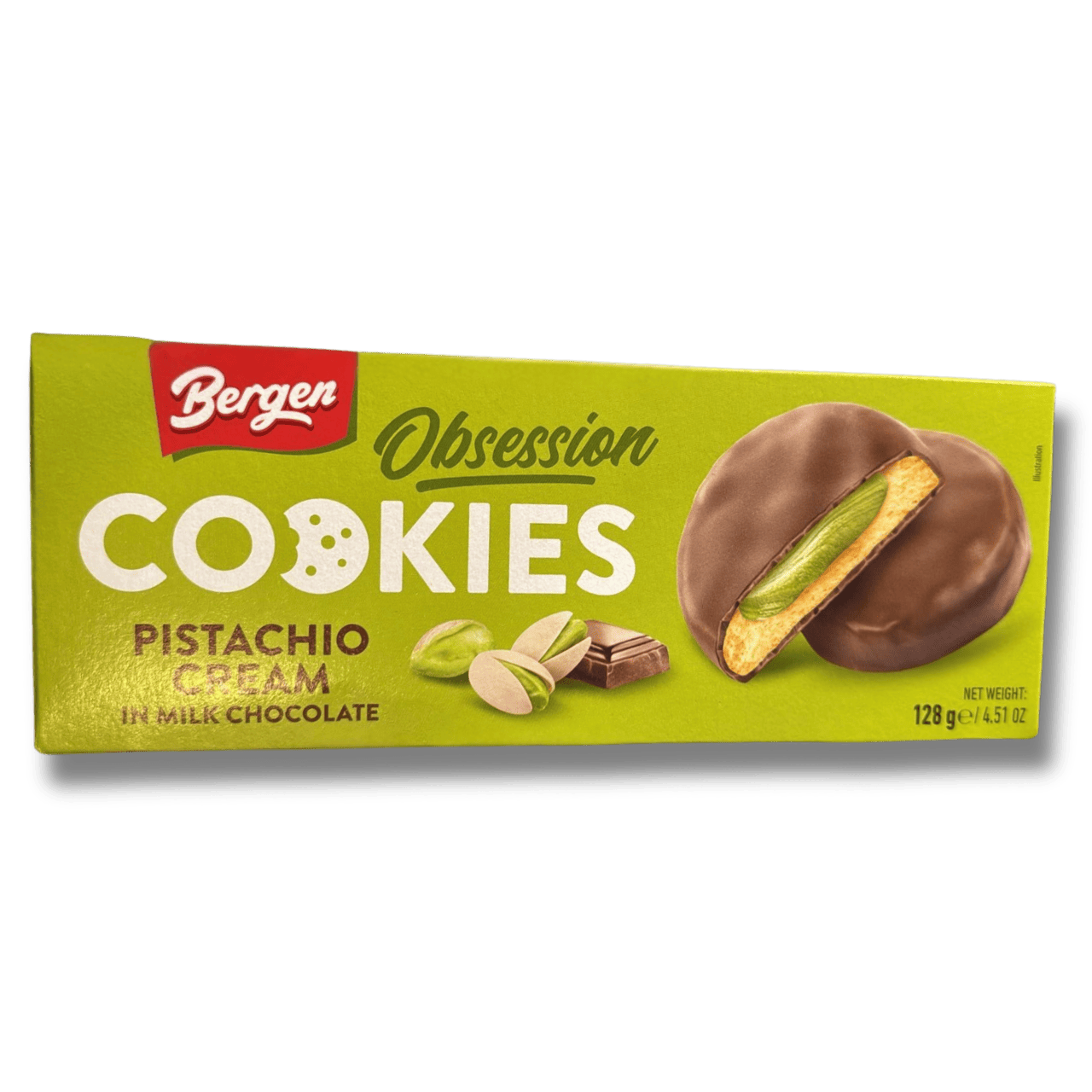 Bergen Cookies Pistachio Cream In Milk Chocolate 128g